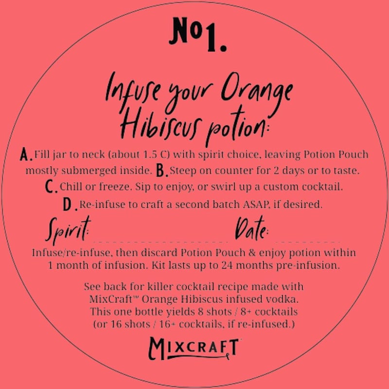 MixCraft Spirit Infusion Kit - Premium Craft Cocktail & Mocktail Mixer, Glass Bottle, Collapsible Funnel, Flavor Pouch & Recipe, Orange Hibiscus - Image 5
